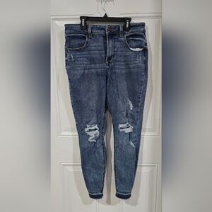 Maurices Dark Blue Distressed Ankle Jeans